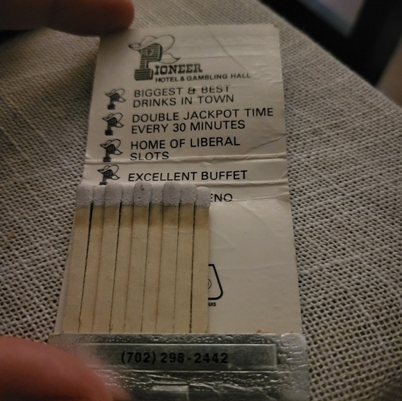 Vintage Matchbook: “Pioneer Hotel And Gambling Hall” Laughlin, Nevada - Picture 2 of 3